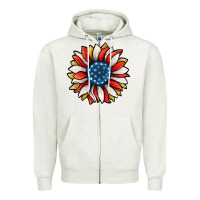 Oatmeal Heather Patriotic Sunflower Zipper Hoodie - Jasminsmagicworld