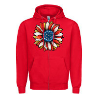 Red Patriotic Sunflower Zipper Hoodie - Jasminsmagicworld
