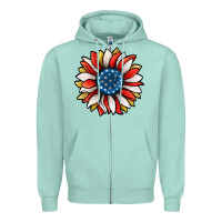 Seafoam Patriotic Sunflower Zipper Hoodie - Jasminsmagicworld