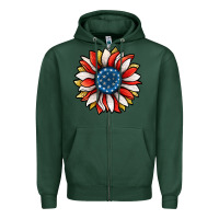 Sports Green Patriotic Sunflower Zipper Hoodie - Jasminsmagicworld