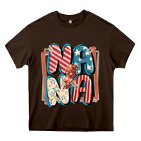 Chocolate Brown 4th of July nana with lightning bolt Heavy Core Tee - FaDigitalArtStudio