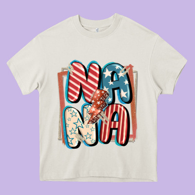 4th Of July Nana With Lightning Bolt Heavy Core Tee Designed By Fadigitalartstudio