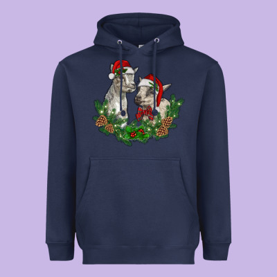 Christmas Baby Goats Heavyweight Hoodie Designed By Ranaportraitstore