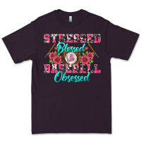 Plum stressed blessed & baseball obsessed Premium Tee - BundleAndBundleShop