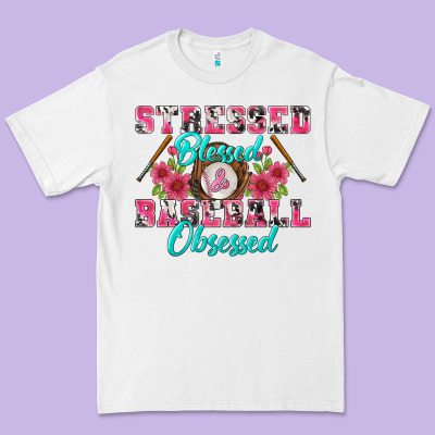 Stressed Blessed & Baseball Obsessed Premium Tee Designed By Bundleandbundleshop