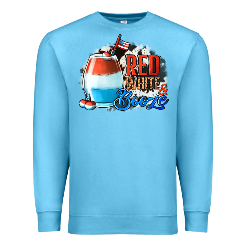 Red White  Booze With Cowhide Background Premium Sweatshirt by Jasminsmagicworld | Teevron