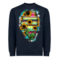 Navy Illinois Map Sunflower Cactus Serape Heavyweight Sweatshirt - RanaPortraitStore