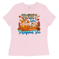 Bubblegum Pink Sweet Like Pumpkin Pie Ladies Tee - CowhideDigitalArt