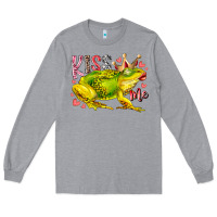 Heather Grey kiss me frog Long Sleeve Tee - RacoonDesign