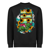 Black Indiana Map Sunflower Cactus Serape Heavyweight Sweatshirt - RanaPortraitStore