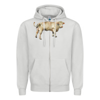Dove Grey charolais bull Zipper Hoodie - RanaPortraitStore