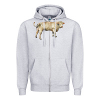 Heather Grey charolais bull Zipper Hoodie - RanaPortraitStore