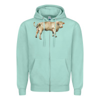 Seafoam charolais bull Zipper Hoodie - RanaPortraitStore