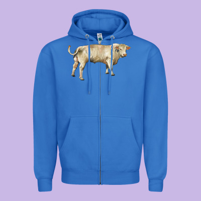 Charolais Bull Zipper Hoodie Designed By Ranaportraitstore