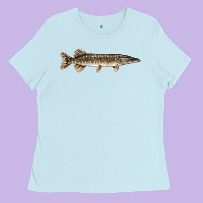 Northern Pike Fish Illustrations Ladies Tee Designed By Lillyallendesigns