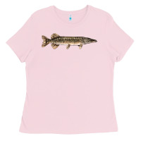 Bubblegum Pink Northern Pike Fish Illustrations Ladies Tee - LillyAllenDesigns