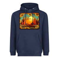 Navy western desert sunset background Heavyweight Hoodie - RanaPortraitStore