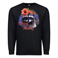 Black Classy But A Little Thrashy Racoon With Flowers Premium Sweatshirt - Jasminsmagicworld