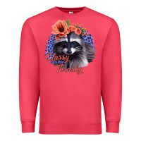 Cardinal Classy But A Little Thrashy Racoon With Flowers Premium Sweatshirt - Jasminsmagicworld