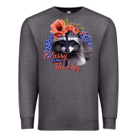 Charcoal Heather Classy But A Little Thrashy Racoon With Flowers Premium Sweatshirt - Jasminsmagicworld