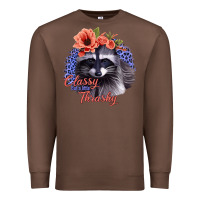 Chestnut Classy But A Little Thrashy Racoon With Flowers Premium Sweatshirt - Jasminsmagicworld