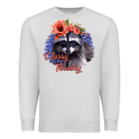 Dove Grey Classy But A Little Thrashy Racoon With Flowers Premium Sweatshirt - Jasminsmagicworld