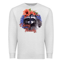 Oatmeal Heather Classy But A Little Thrashy Racoon With Flowers Premium Sweatshirt - Jasminsmagicworld