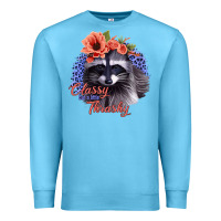 Ocean Blue Classy But A Little Thrashy Racoon With Flowers Premium Sweatshirt - Jasminsmagicworld
