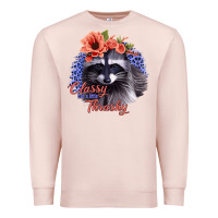 Pale Pink Classy But A Little Thrashy Racoon With Flowers Premium Sweatshirt - Jasminsmagicworld