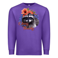 Purple Classy But A Little Thrashy Racoon With Flowers Premium Sweatshirt - Jasminsmagicworld