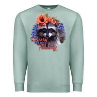 Classy But A Little Thrashy Racoon With Flowers Premium Sweatshirt | Teevron