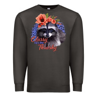Smoke Classy But A Little Thrashy Racoon With Flowers Premium Sweatshirt - Jasminsmagicworld