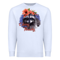 White Classy But A Little Thrashy Racoon With Flowers Premium Sweatshirt - Jasminsmagicworld