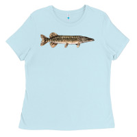 Baby Blue Northern Pike Fish Illustrations Ladies Tee - LillyAllenDesigns