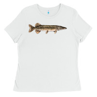 White Northern Pike Fish Illustrations Ladies Tee - LillyAllenDesigns