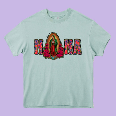 Nana Lady Of Guadalupe Heavy Core Tee Designed By Jasminsmagicworld