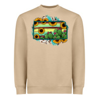 Kansas Map Sunflower Catus Serape Heavyweight Sweatshirt | Teevron