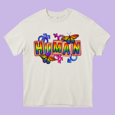 Human Pride Heavy Core Tee Designed By Fadigitalartstudio