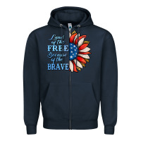 Navy Patriotic Sunflower Zipper Hoodie - Jasminsmagicworld