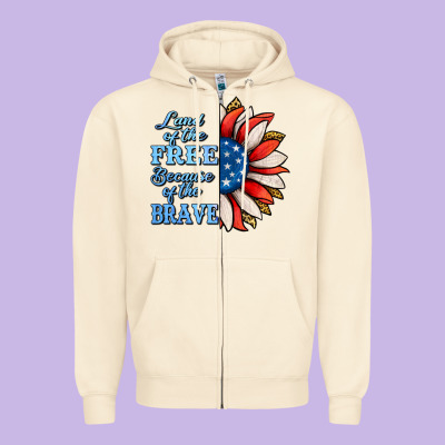 Patriotic Sunflower Zipper Hoodie Designed By Jasminsmagicworld