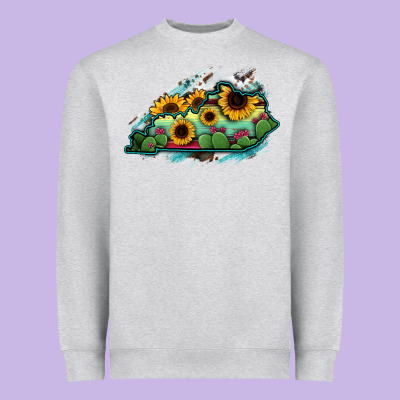 Kentucky Map Sunflower Cactus Serape Heavyweight Sweatshirt Designed By Ranaportraitstore