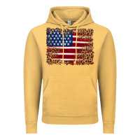 Vintage Mustard american flag and leopard Vintage Hoodie - Artiststas