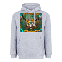 Heather Grey boho bullskull Heavyweight Hoodie - RanaPortraitStore