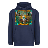 Navy boho bullskull Heavyweight Hoodie - RanaPortraitStore