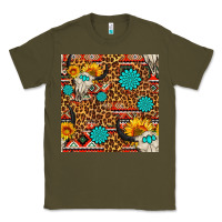 Army Green western aztec bull skull seamless pattern Classic Tee - FaDigitalArtStudio