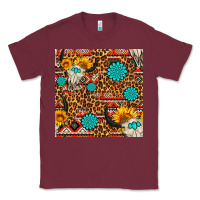 Burgundy western aztec bull skull seamless pattern Classic Tee - FaDigitalArtStudio