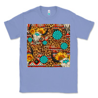 Colony Blue western aztec bull skull seamless pattern Classic Tee - FaDigitalArtStudio