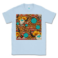 Dusty Blue western aztec bull skull seamless pattern Classic Tee - FaDigitalArtStudio