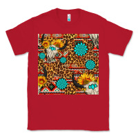 Red western aztec bull skull seamless pattern Classic Tee - FaDigitalArtStudio