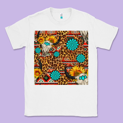 Western Aztec Bull Skull Seamless Pattern Classic Tee Designed By Fadigitalartstudio